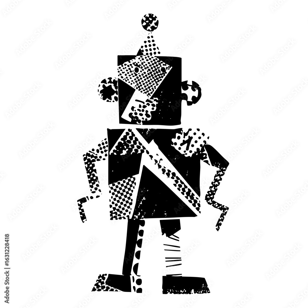 Aufkleber vector abstract robot with geometric shapes and dotted .