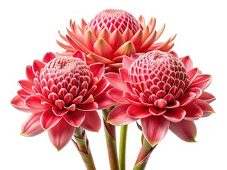 Exotic Torch Ginger Flowers Displaying Vivid Colors and Intricate Petal Structure