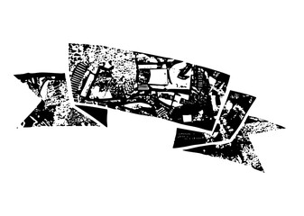 Obraz premium Vector Abstract distressed element with jagged shapes and textured fill.
