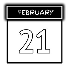 black color calendar frame February month date 21