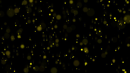 Golden Light Particles Falling on Black Background