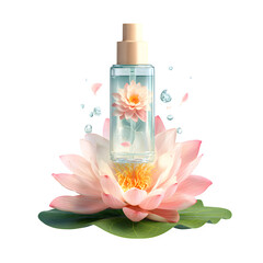 Lotus Flower Essence in Glass Bottle: Refreshing Skincare Product with Floral Touch