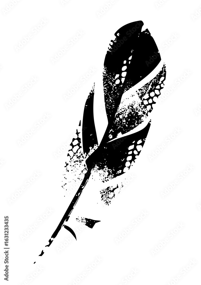 Poster vector elegant feather quill with distressed texture.