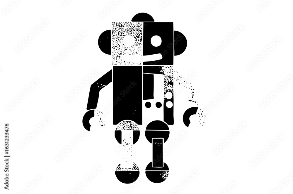 Aufkleber vector geometric robot with distressed texture