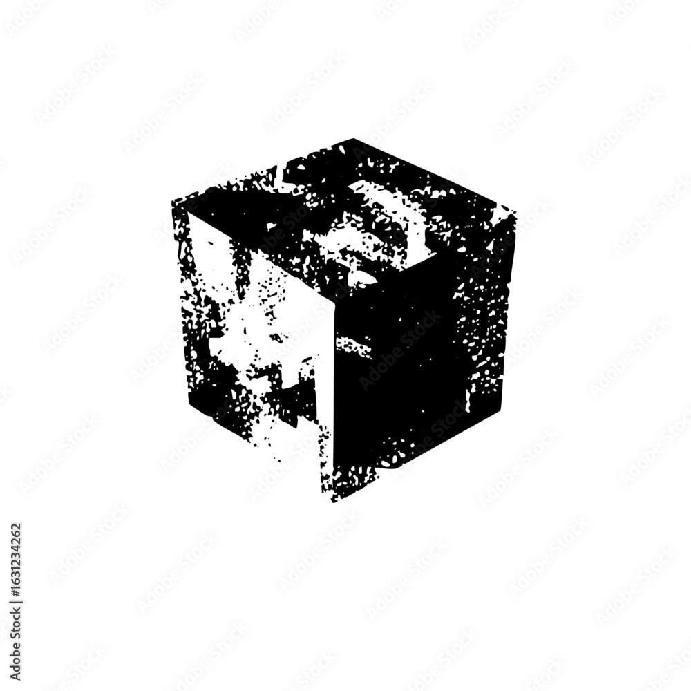 Poster vector abstract geometric cube with an opening black vector .