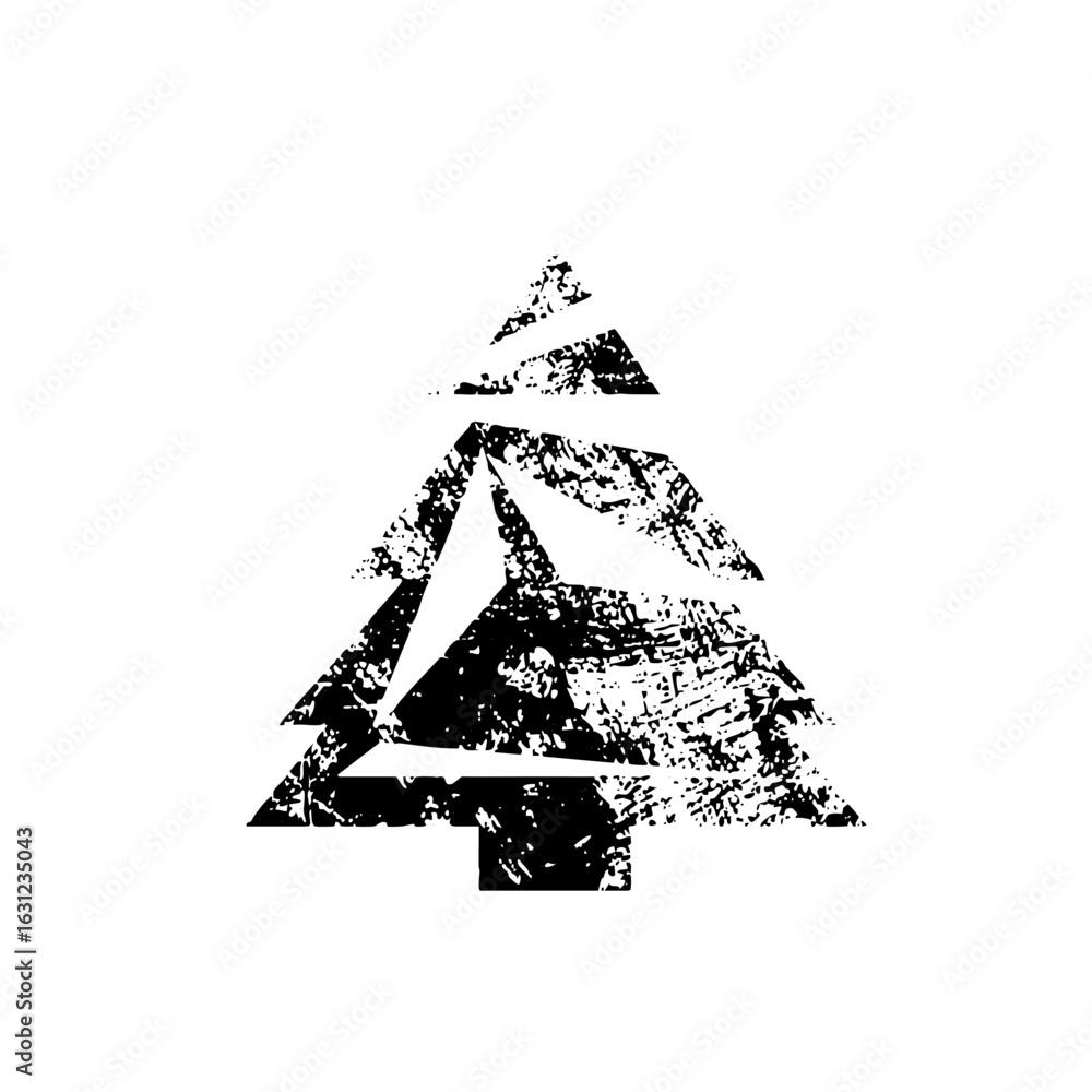 Poster vector abstract mountain range with distressed texture.