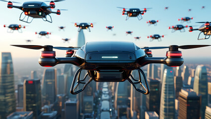 Drone Swarm: Futuristic City Aerial Delivery System
