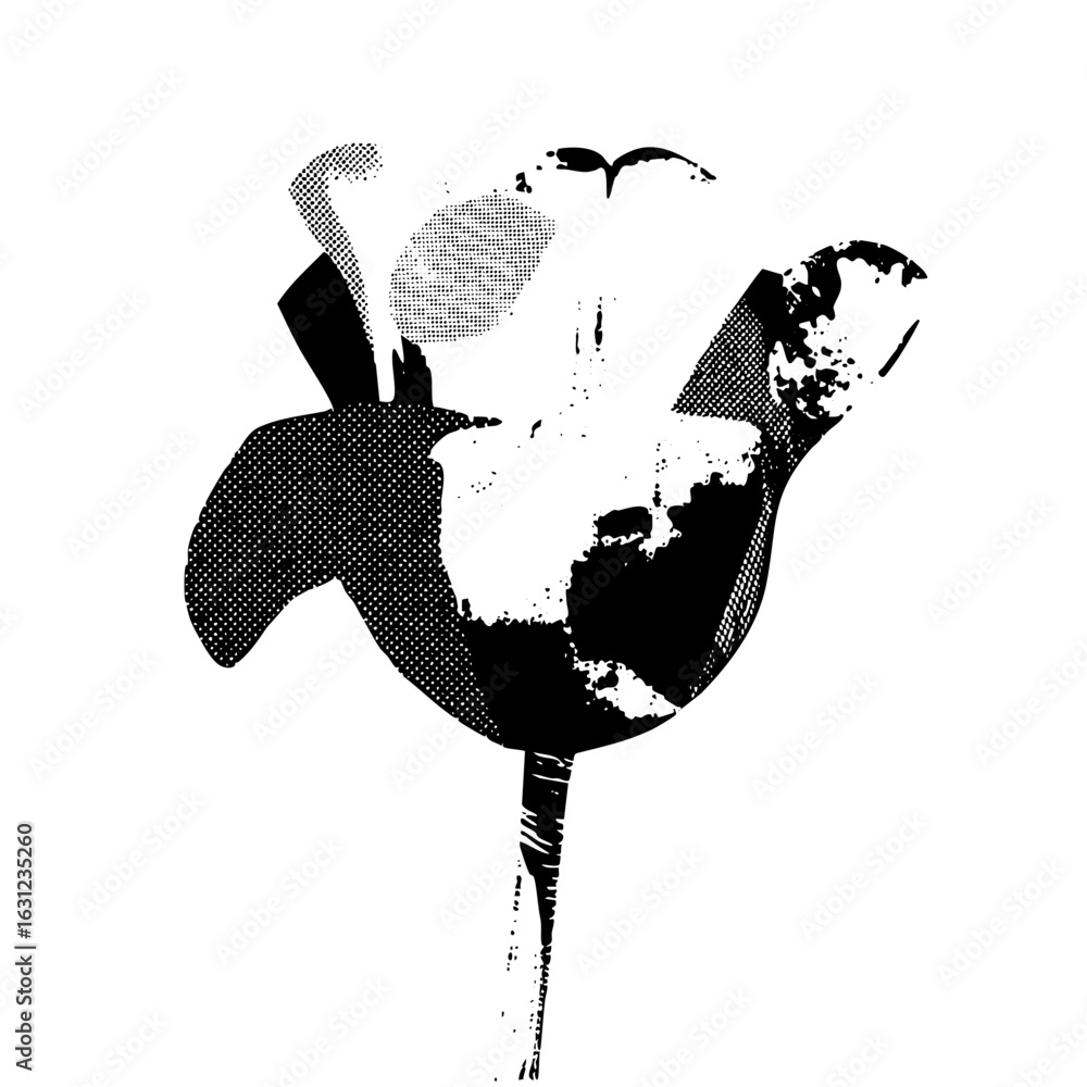 Poster vector abstract bird with dotted and solid shapes.