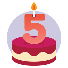 Pink Five Birthday Cake Candle