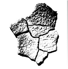 Vector Fragmented stone depicts rough fractured rock shapes.
