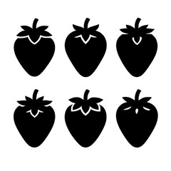 Silhouette of strawberry icon set.
Strawberry Icon Set Silhouette Isolated on White.