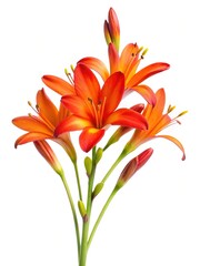 Striking arrangement of vibrant orange lilies in full bloom against white background