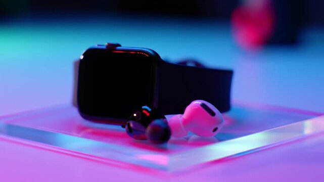 Modern Tech: Smartwatch, Wireless Earbuds, and Sleek Design