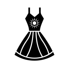 Chic sleeveless sundress with radiant sun emblem on bodice and pleated skirt design
