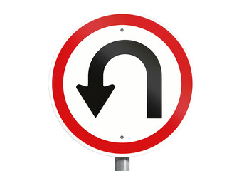 Round Traffic Sign: Mandatory U-Turn