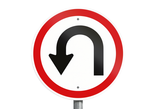 Round Traffic Sign: Mandatory U-Turn
