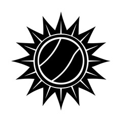 Black Sun Symbol With Sharp Rays And Internal Lines Representing Energy