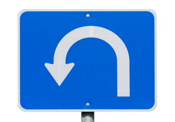 U-Turn Road Sign: Blue Directional Traffic Symbol