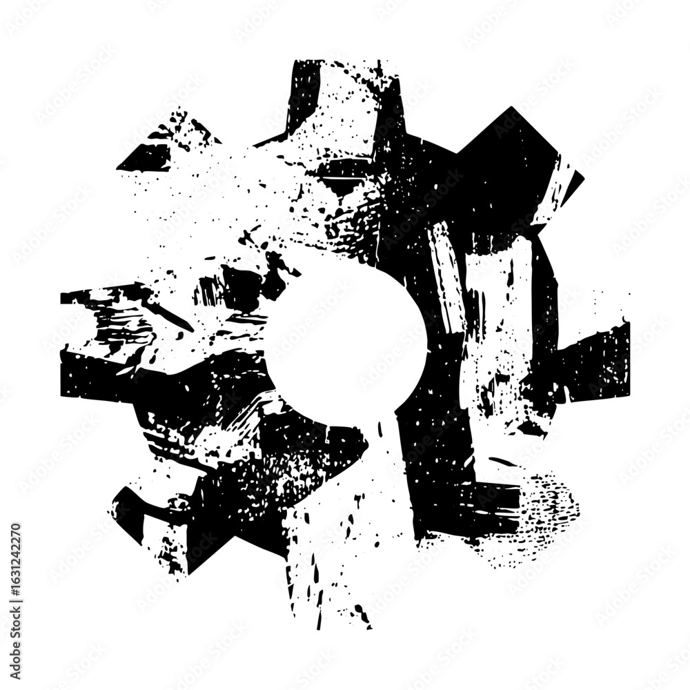 Poster vector abstract mechanical gears with a central void.