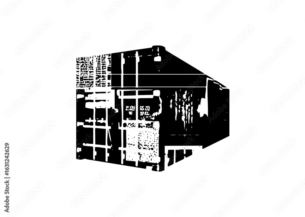 Poster vector abstract building with geometric shapes.