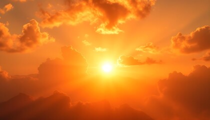 Energetic sunrise abstract background, glowing sky	