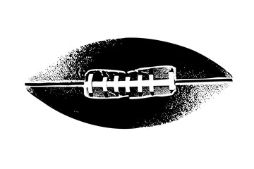 Vector Detailed monochrome of an American football with laces.