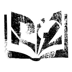 Vector Open book with radiating lines a symbol of knowledge.