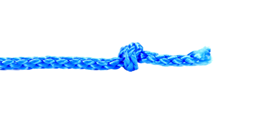 1 blue rope, coiled into shape isolated on white background.