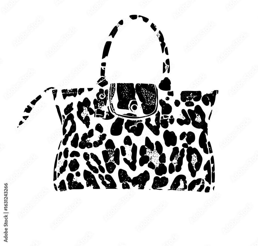 Poster vector elegant handbag with a leopard print .
