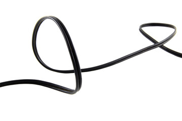 Black wire cable of usb and adapter isolated on white background.