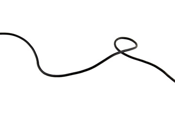 Black wire cable of usb and adapter isolated on white background.