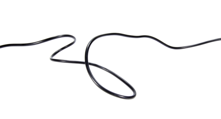 Black wire cable of usb and adapter isolated on white background.