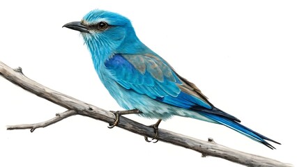 Small Vibrant Blue Bird Perched on a Branch