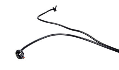 Obraz premium Black wire cable of usb and adapter isolated on white background.