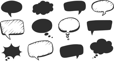 Set of speech and thought bubbles. Monochrome vector illustration. EPS 10 version.