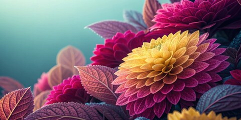 Vibrant dahlia blooms in soft focus