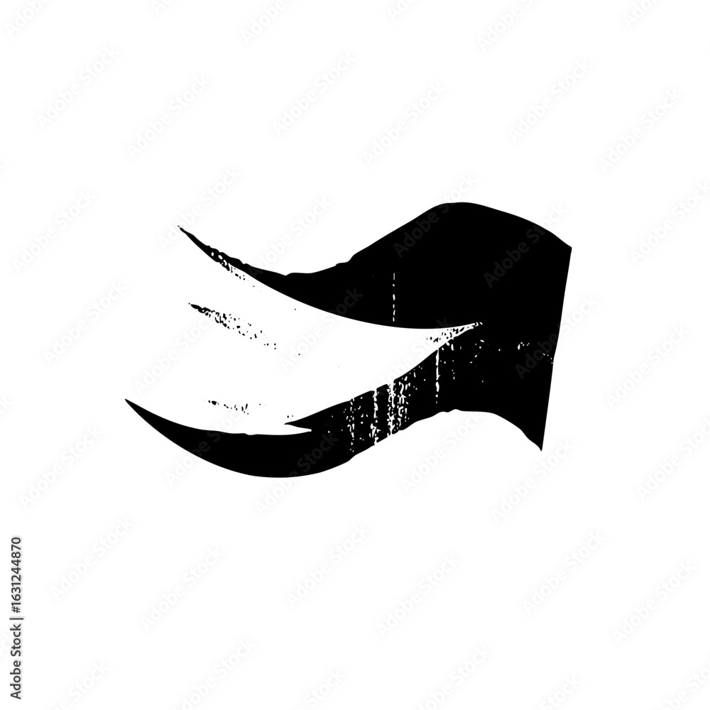 Poster vector abstract black brushstroke curves dynamically across a white space.