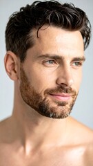 Obraz premium Man with groomed facial hair, pleasant expression