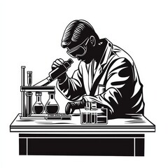 Black and White Lab Silhouette Illustration