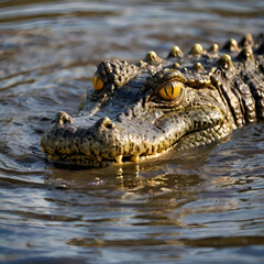 Fototapeta premium Crocodile Eyes Above Water Surface in Swamp