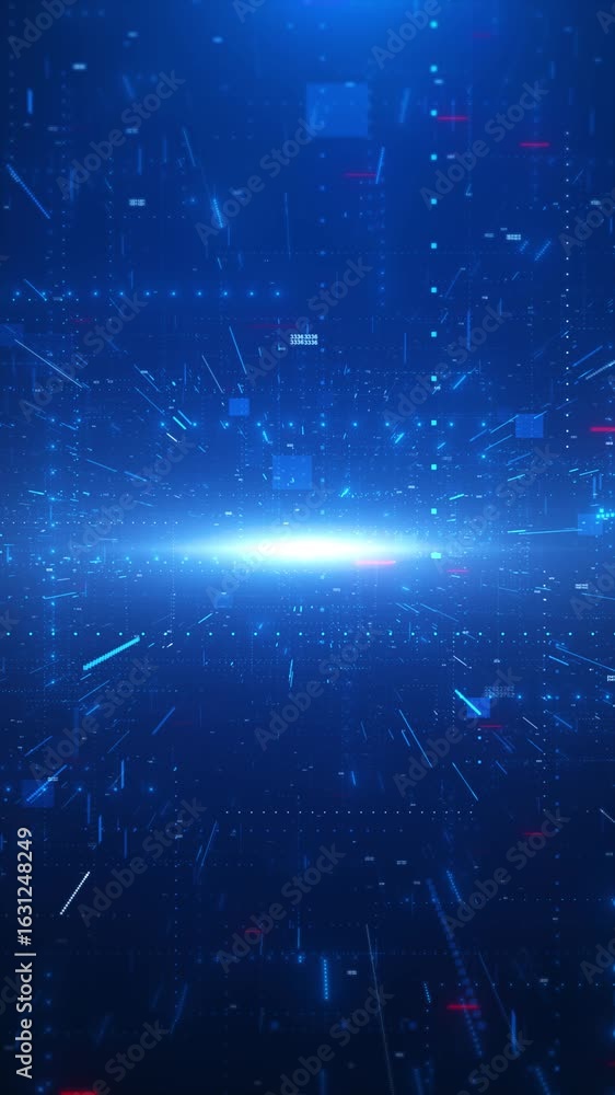 Poster flying movement at digital space sci fi tunnel hi tech information digital cyberspace global network