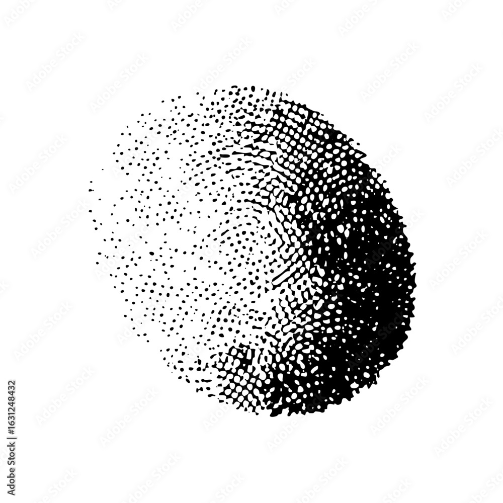 Poster vector abstract dissolving sphere composed of scattered dots.