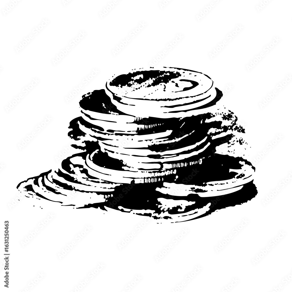 Poster vector stacked pancakes with textured edges