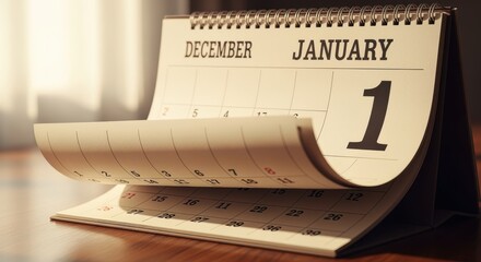 New Year's Day: A close-up shot captures a calendar flipping to January 1st, marking the start of a new year with a sense of anticipation.