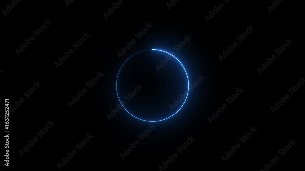 Poster neon rectangle shape on black background..a circular neon frame made of moving neon lights. empty fr