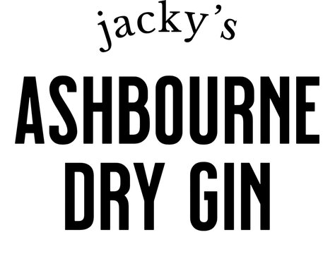 Jacky s ashbourne dry gin logo text design typography alcoholic beverage branding isolated on white background