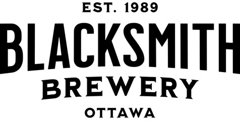 Blacksmith brewery ottawa est 1989 logo design text typography craft beer company branding isolated on white background