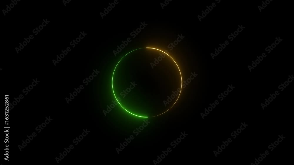 Poster neon rectangle shape on black background..a circular neon frame made of moving neon lights. empty fr