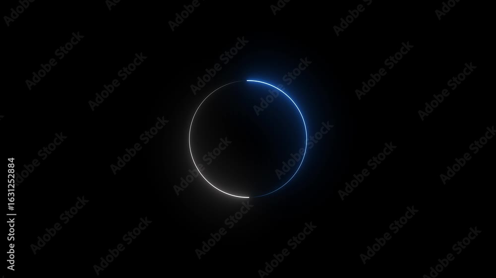 Poster neon rectangle shape on black background..a circular neon frame made of moving neon lights. empty fr