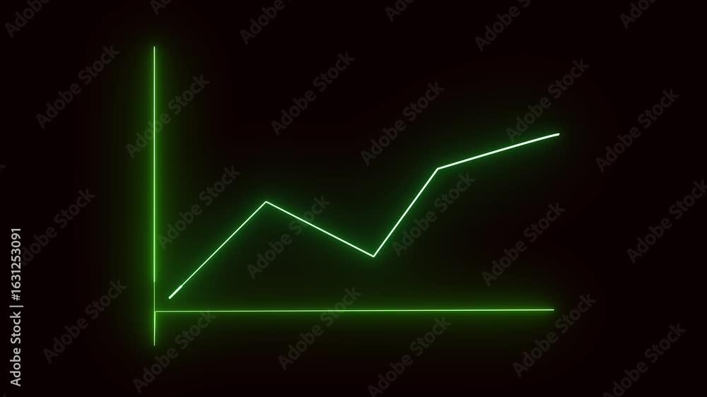 Poster motion background neon green growth chart animation data visualization progress business. neon green